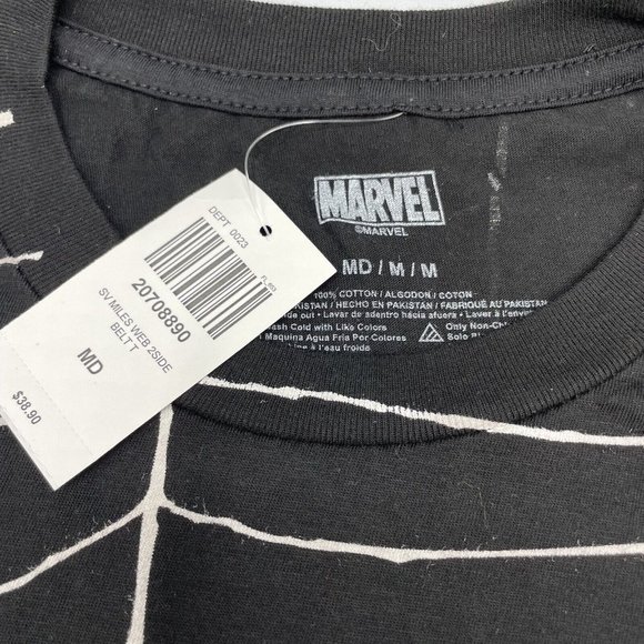 Marvel Spider-Man: Across The Spider-Verse Miles Morales Web T-Shirt MEDIUM New - Picture 2 of 7